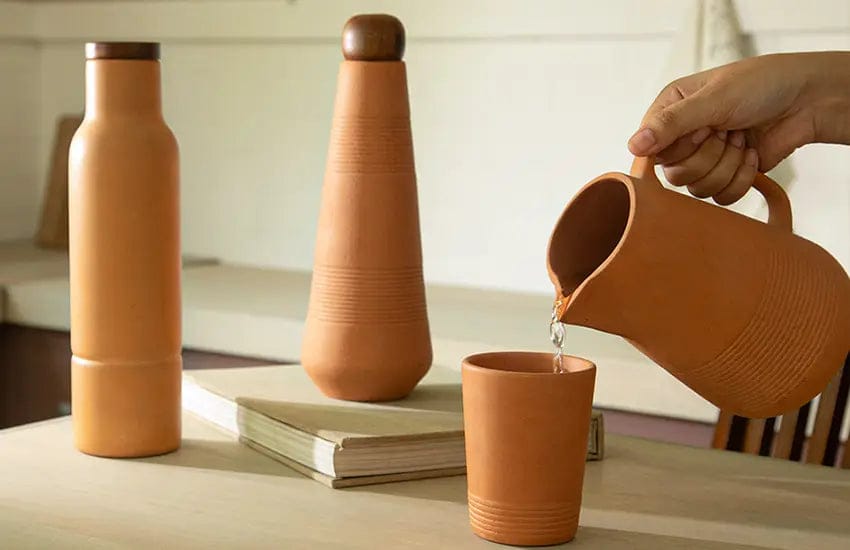 TERRACOTTA WATER BOTTLE AND MUG